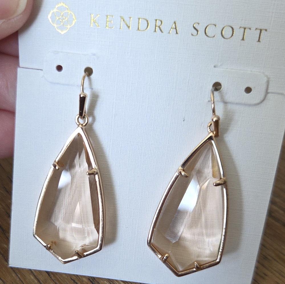 Kendra Scott Carla Drop Earrings, Clear Peach In ROSEGOLD setting